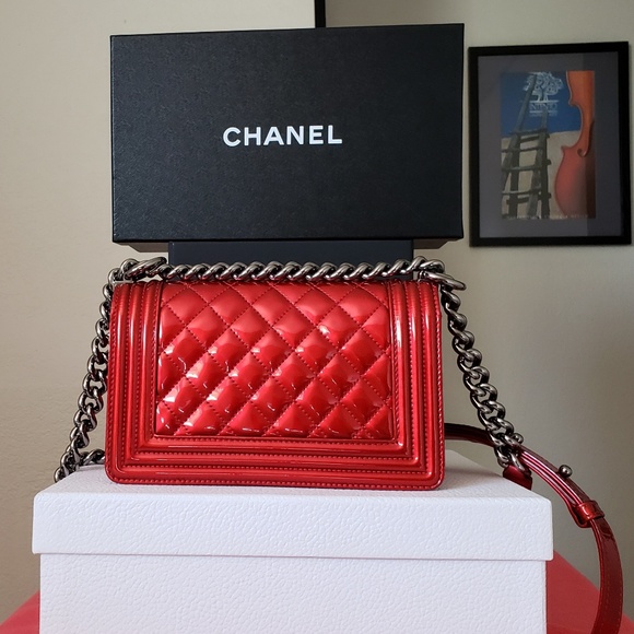 CHANEL boy small metallic red bag - Picture 8 of 8